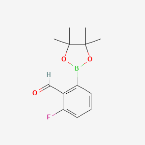 molecular formula C13H16BFO3 B2930678 2-Fluoro-6-(4,4,5,5-tetramethyl-1,3,2-dioxaborolan-2-yl)benzaldehyde CAS No. 1246633-35-1