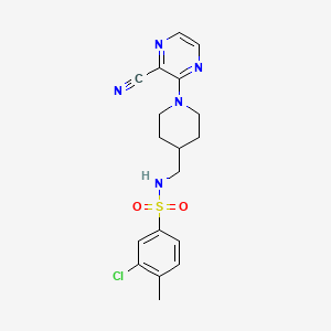 3-chloro-N-((1-(3-cyanopyrazin-2-yl)piperidin-4-yl)methyl)-4-methylbenzenesulfonamide