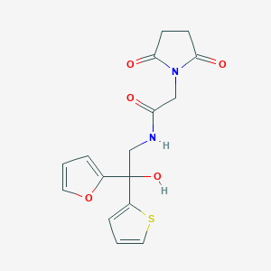 molecular formula C16H16N2O5S B2930699 2-(2,5-二氧代吡咯烷-1-基)-N-(2-(呋喃-2-基)-2-羟基-2-(噻吩-2-基)乙基)乙酰胺 CAS No. 2034484-10-9