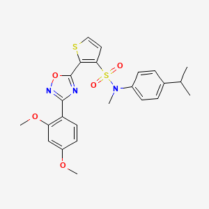 molecular formula C24H25N3O5S2 B2930704 2-[3-(2,4-二甲氧基苯基)-1,2,4-恶二唑-5-基]-N-甲基-N-[4-(丙烷-2-基)苯基]噻吩-3-磺酰胺 CAS No. 1105242-92-9