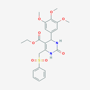 molecular formula C23H26N2O8S B2930708 Ethyl 6-[(benzenesulfonyl)methyl]-2-oxo-4-(3,4,5-trimethoxyphenyl)-1,2,3,4-tetrahydropyrimidine-5-carboxylate CAS No. 866344-78-7