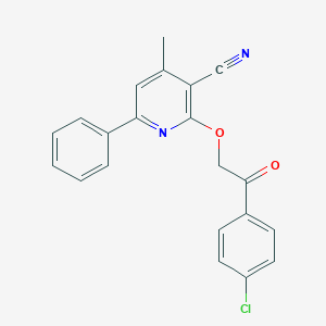 molecular formula C21H15ClN2O2 B293071 2-[2-(4-Chlorophenyl)-2-oxoethoxy]-4-methyl-6-phenylnicotinonitrile 