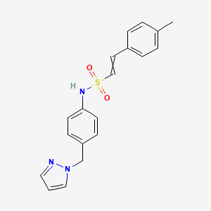 molecular formula C19H19N3O2S B2930715 2-(4-甲苯基)-N-{4-[(1H-吡唑-1-基)甲基]苯基}乙烯-1-磺酰胺 CAS No. 1424704-52-8