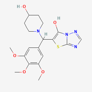 molecular formula C19H24N4O5S B2930726 5-((4-Hydroxypiperidin-1-yl)(3,4,5-trimethoxyphenyl)methyl)thiazolo[3,2-b][1,2,4]triazol-6-ol CAS No. 868220-56-8
