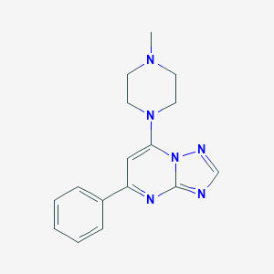 molecular formula C16H18N6 B293073 7-(4-Methyl-1-piperazinyl)-5-phenyl[1,2,4]triazolo[1,5-a]pyrimidine 