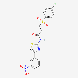 molecular formula C18H14ClN3O5S2 B2930730 3-((4-chlorophenyl)sulfonyl)-N-(4-(3-nitrophenyl)thiazol-2-yl)propanamide CAS No. 895457-19-9