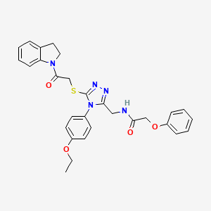molecular formula C29H29N5O4S B2930734 N-((4-(4-ethoxyphenyl)-5-((2-(indolin-1-yl)-2-oxoethyl)thio)-4H-1,2,4-triazol-3-yl)methyl)-2-phenoxyacetamide CAS No. 310449-56-0