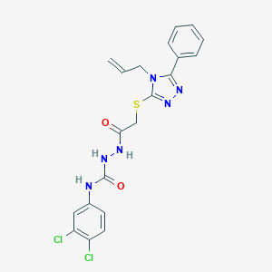 molecular formula C20H18Cl2N6O2S B293074 2-{[(4-allyl-5-phenyl-4H-1,2,4-triazol-3-yl)sulfanyl]acetyl}-N-(3,4-dichlorophenyl)hydrazinecarboxamide 