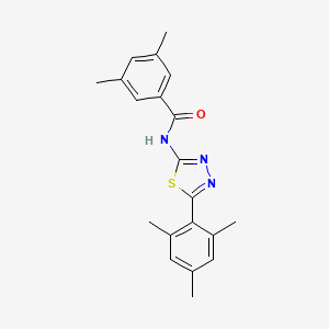 molecular formula C20H21N3OS B2930742 3,5-二甲基-N-[5-(2,4,6-三甲基苯基)-1,3,4-噻二唑-2-基]苯甲酰胺 CAS No. 391227-44-4