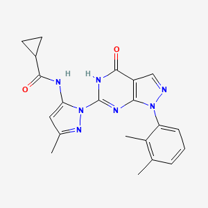 molecular formula C21H21N7O2 B2930745 N-(1-(1-(2,3-dimethylphenyl)-4-oxo-4,5-dihydro-1H-pyrazolo[3,4-d]pyrimidin-6-yl)-3-methyl-1H-pyrazol-5-yl)cyclopropanecarboxamide CAS No. 1171897-12-3