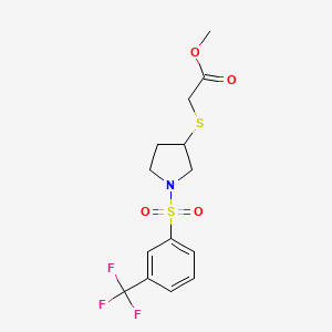 Methyl 2-((1-((3-(trifluoromethyl)phenyl)sulfonyl)pyrrolidin-3-yl)thio)acetate