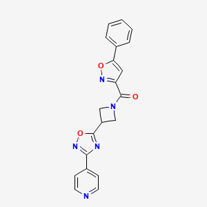 molecular formula C20H15N5O3 B2930756 (5-Phenylisoxazol-3-yl)(3-(3-(pyridin-4-yl)-1,2,4-oxadiazol-5-yl)azetidin-1-yl)methanone CAS No. 1251710-18-5