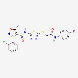 3-(2-chlorophenyl)-N-(5-((2-((4-fluorophenyl)amino)-2-oxoethyl)thio)-1,3,4-thiadiazol-2-yl)-5-methylisoxazole-4-carboxamide