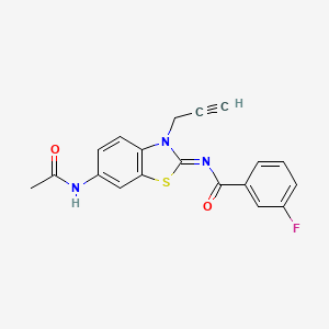 (Z)-N-(6-acetamido-3-(prop-2-yn-1-yl)benzo[d]thiazol-2(3H)-ylidene)-3-fluorobenzamide