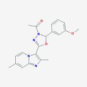 3-[4-Acetyl-5-(3-methoxyphenyl)-4,5-dihydro-1,3,4-oxadiazol-2-yl]-2,7-dimethylimidazo[1,2-a]pyridine