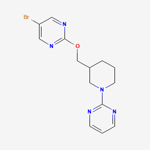 molecular formula C14H16BrN5O B2930780 5-Bromo-2-[(1-pyrimidin-2-ylpiperidin-3-yl)methoxy]pyrimidine CAS No. 2380056-59-5