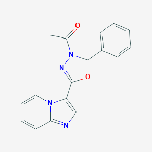 molecular formula C18H16N4O2 B293079 3-(4-Acetyl-5-phenyl-4,5-dihydro-1,3,4-oxadiazol-2-yl)-2-methylimidazo[1,2-a]pyridine 
