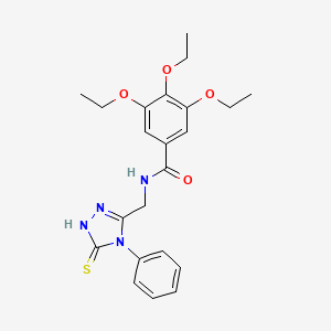 molecular formula C22H26N4O4S B2930798 3,4,5-triethoxy-N-[(4-phenyl-5-sulfanylidene-1H-1,2,4-triazol-3-yl)methyl]benzamide CAS No. 391887-70-0