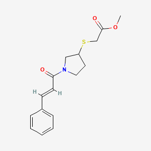 molecular formula C16H19NO3S B2930801 (E)-methyl 2-((1-cinnamoylpyrrolidin-3-yl)thio)acetate CAS No. 2035021-88-4