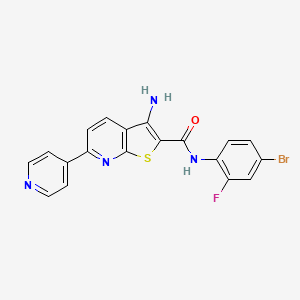 molecular formula C19H12BrFN4OS B2930803 3-amino-N-(4-bromo-2-fluorophenyl)-6-pyridin-4-ylthieno[2,3-b]pyridine-2-carboxamide CAS No. 625370-65-2