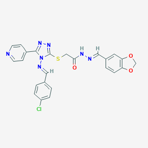 N'-(1,3-benzodioxol-5-ylmethylene)-2-{[4-[(4-chlorobenzylidene)amino]-5-(4-pyridinyl)-4H-1,2,4-triazol-3-yl]sulfanyl}acetohydrazide