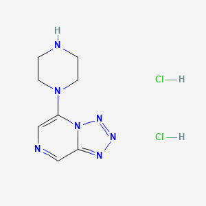 molecular formula C8H13Cl2N7 B2930820 5-哌嗪-1-基四唑并[1,5-a]吡嗪；二盐酸盐 CAS No. 2413903-76-9