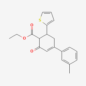 molecular formula C20H20O3S B2930827 Ethyl 3'-methyl-5-oxo-3-(thiophen-2-yl)-2,3,4,5-tetrahydro-[1,1'-biphenyl]-4-carboxylate CAS No. 1798490-79-5