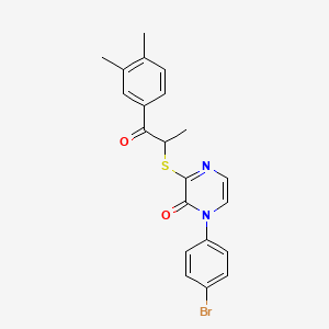 1-(4-bromophenyl)-3-((1-(3,4-dimethylphenyl)-1-oxopropan-2-yl)thio)pyrazin-2(1H)-one