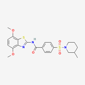 molecular formula C22H25N3O5S2 B2930837 N-(4,7-二甲氧基苯并[d]噻唑-2-基)-4-((3-甲基哌啶-1-基)磺酰基)苯甲酰胺 CAS No. 896676-40-7