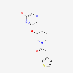 molecular formula C16H19N3O3S B2930842 1-(3-((6-Methoxypyrazin-2-yl)oxy)piperidin-1-yl)-2-(thiophen-3-yl)ethanone CAS No. 2034501-73-8