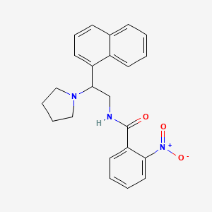 molecular formula C23H23N3O3 B2930848 N-(2-(naphthalen-1-yl)-2-(pyrrolidin-1-yl)ethyl)-2-nitrobenzamide CAS No. 942011-55-4