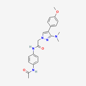 molecular formula C22H25N5O3 B2930866 N-(4-acetamidophenyl)-2-(3-(dimethylamino)-4-(4-methoxyphenyl)-1H-pyrazol-1-yl)acetamide CAS No. 1286719-46-7