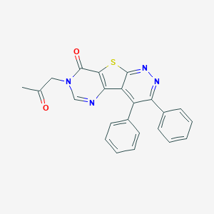 molecular formula C23H16N4O2S B293088 5-(2-Oxopropyl)-12,13-diphenyl-8-thia-3,5,10,11-tetrazatricyclo[7.4.0.02,7]trideca-1(13),2(7),3,9,11-pentaen-6-one 