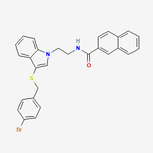 molecular formula C28H23BrN2OS B2930934 N-[2-[3-[(4-bromophenyl)methylsulfanyl]indol-1-yl]ethyl]naphthalene-2-carboxamide CAS No. 533865-26-8