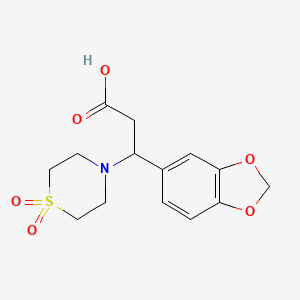 molecular formula C14H17NO6S B2930945 3-(1,3-Benzodioxol-5-yl)-3-(1,1-dioxo-1lambda~6~,4-thiazinan-4-yl)propanoic acid CAS No. 439096-88-5