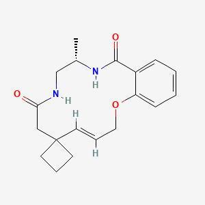 molecular formula C19H24N2O3 B2930954 (4E,11S)-11-Methylspiro[2-oxa-9,12-diazabicyclo[12.4.0]octadeca-1(18),4,14,16-tetraene-6,1'-cyclobutane]-8,13-dione CAS No. 2641565-71-9