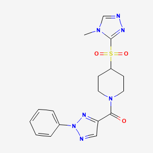 molecular formula C17H19N7O3S B2930961 (4-((4-methyl-4H-1,2,4-triazol-3-yl)sulfonyl)piperidin-1-yl)(2-phenyl-2H-1,2,3-triazol-4-yl)methanone CAS No. 1448128-54-8