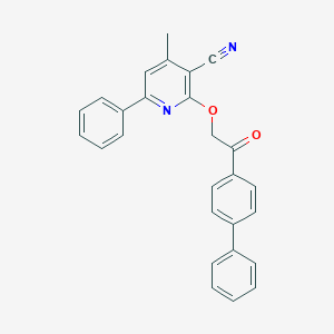molecular formula C27H20N2O2 B293097 2-(2-[1,1'-Biphenyl]-4-yl-2-oxoethoxy)-4-methyl-6-phenylnicotinonitrile 