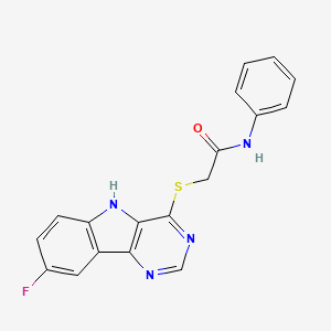 molecular formula C18H13FN4OS B2930971 2,6-二氟-N-[苯基(5-吡咯烷-1-基-1,3,4-恶二唑-2-基)甲基]苯甲酰胺 CAS No. 1115880-37-9