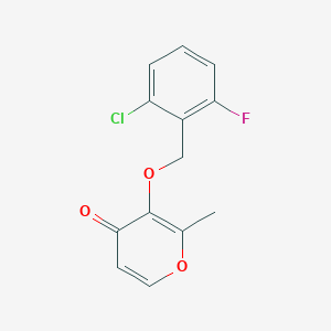 molecular formula C13H10ClFO3 B2930979 3-((2-Chloro-6-fluorobenzyl)oxy)-2-methyl-4H-pyran-4-one CAS No. 303144-52-7