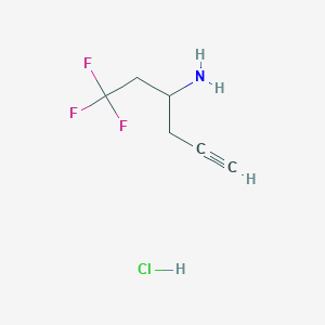 molecular formula C6H9ClF3N B2930984 1,1,1-Trifluorohex-5-yn-3-amine hydrochloride CAS No. 1909308-81-1