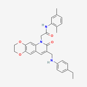 N-(2,5-dimethylphenyl)-2-(8-(((4-ethylphenyl)amino)methyl)-7-oxo-2,3-dihydro-[1,4]dioxino[2,3-g]quinolin-6(7H)-yl)acetamide