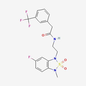 molecular formula C18H17F4N3O3S B2931005 N-(2-(6-氟-3-甲基-2,2-二氧化苯并[c][1,2,5]噻二唑-1(3H)-基)乙基)-2-(3-(三氟甲基)苯基)乙酰胺 CAS No. 2034544-10-8