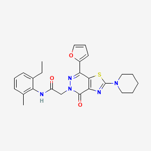 molecular formula C25H27N5O3S B2931011 N-(2-乙基-6-甲苯基)-2-(7-(呋喃-2-基)-4-氧代-2-(哌啶-1-基)噻唑并[4,5-d]嘧啶-5(4H)-基)乙酰胺 CAS No. 1105241-74-4