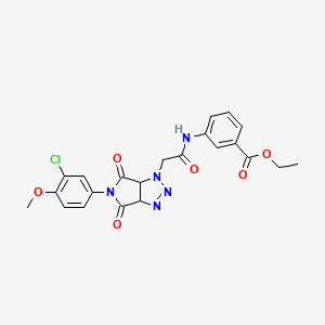 ethyl 3-({[5-(3-chloro-4-methoxyphenyl)-4,6-dioxo-4,5,6,6a-tetrahydropyrrolo[3,4-d][1,2,3]triazol-1(3aH)-yl]acetyl}amino)benzoate