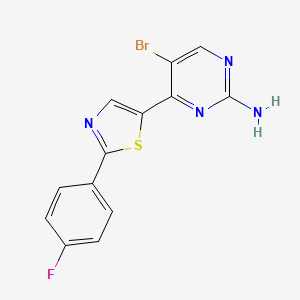 molecular formula C13H8BrFN4S B2931020 5-Bromo-4-[2-(4-fluorophenyl)-1,3-thiazol-5-yl]-2-pyrimidinylamine CAS No. 2060361-29-5