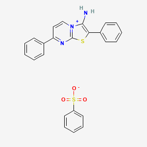 molecular formula C24H19N3O3S2 B2931024 3-Amino-2,7-diphenylthiazolo[3,2-a]pyrimidin-4-ium benzenesulfonate CAS No. 483966-84-3
