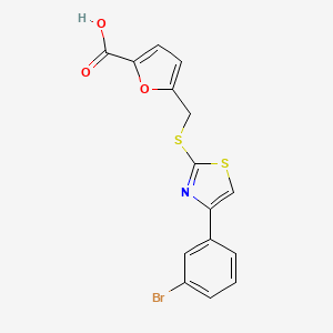 molecular formula C15H10BrNO3S2 B2931026 5-({[4-(3-Bromophenyl)-1,3-thiazol-2-yl]sulfanyl}methyl)furan-2-carboxylic acid CAS No. 1092328-47-6