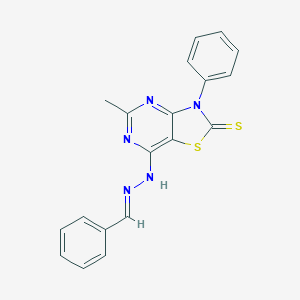 molecular formula C19H15N5S2 B293103 Benzaldehyde (5-methyl-3-phenyl-2-thioxo-2,3-dihydro[1,3]thiazolo[4,5-d]pyrimidin-7-yl)hydrazone 