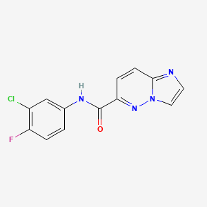 molecular formula C13H8ClFN4O B2931030 N-(3-chloro-4-fluorophenyl)imidazo[1,2-b]pyridazine-6-carboxamide CAS No. 2415491-43-7